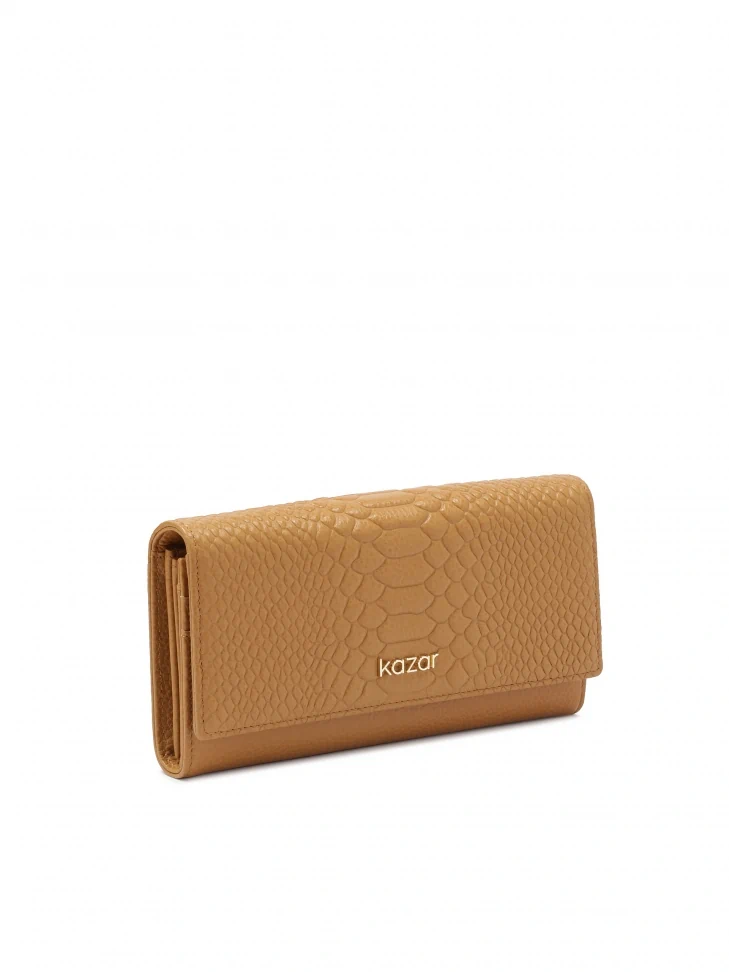 Kazar Light Brown Wallet With Embossed Pattern
