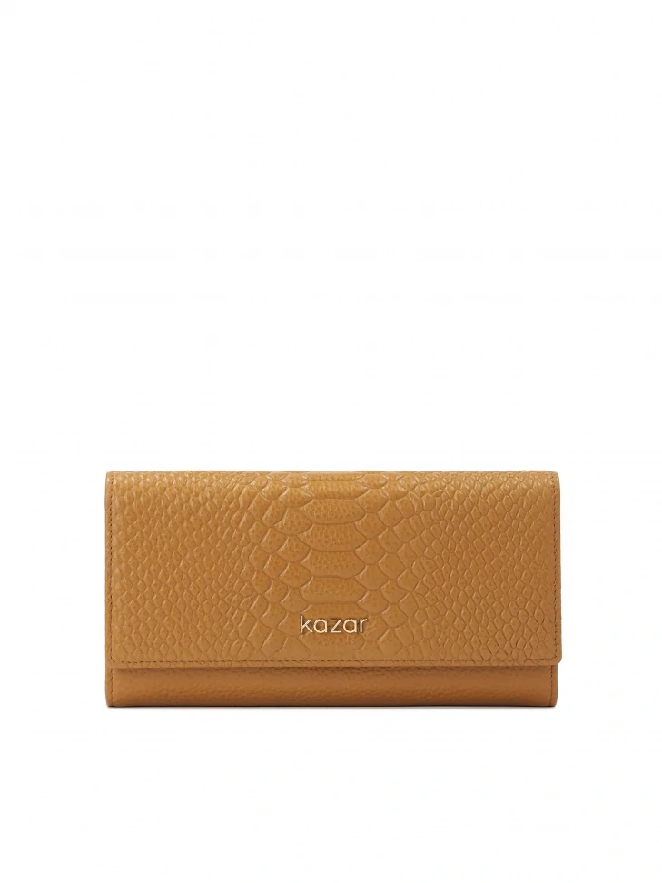 kazar Light brown wallet with embossed pattern
