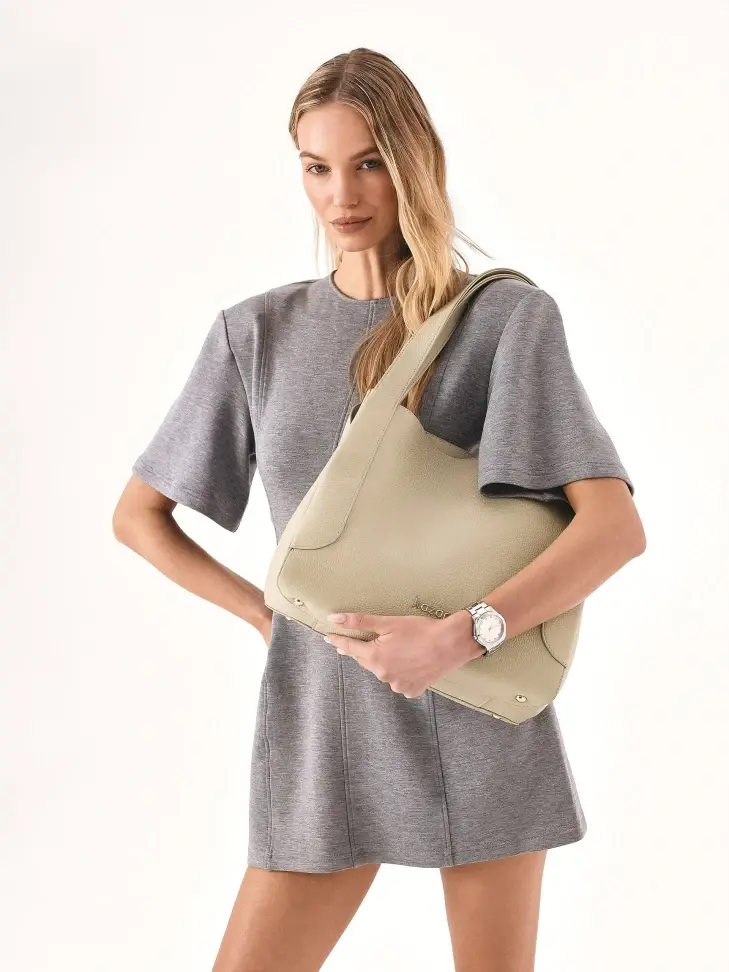 Kazar Light Gray Handbag With A Unique Shape