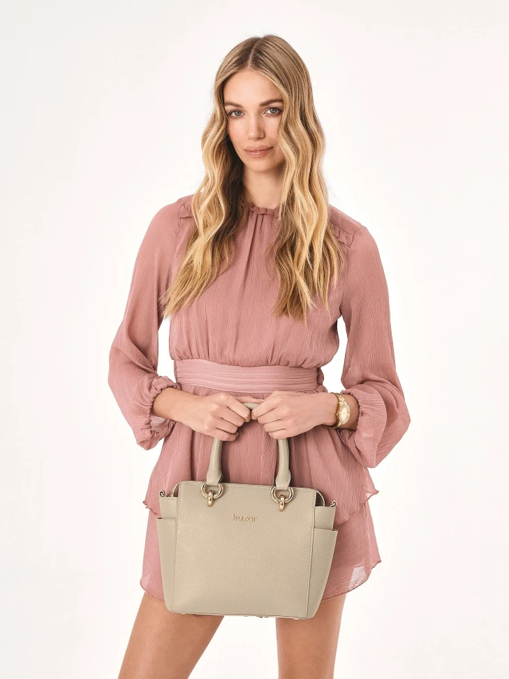 Kazar Light Grey Handbag With Handles