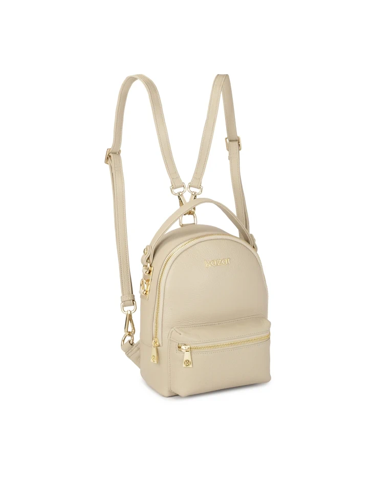 Kazar Light Grey Leather Handbag-backpack