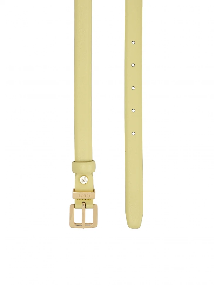 Kazar Light Yellow Narrow Leather Belt