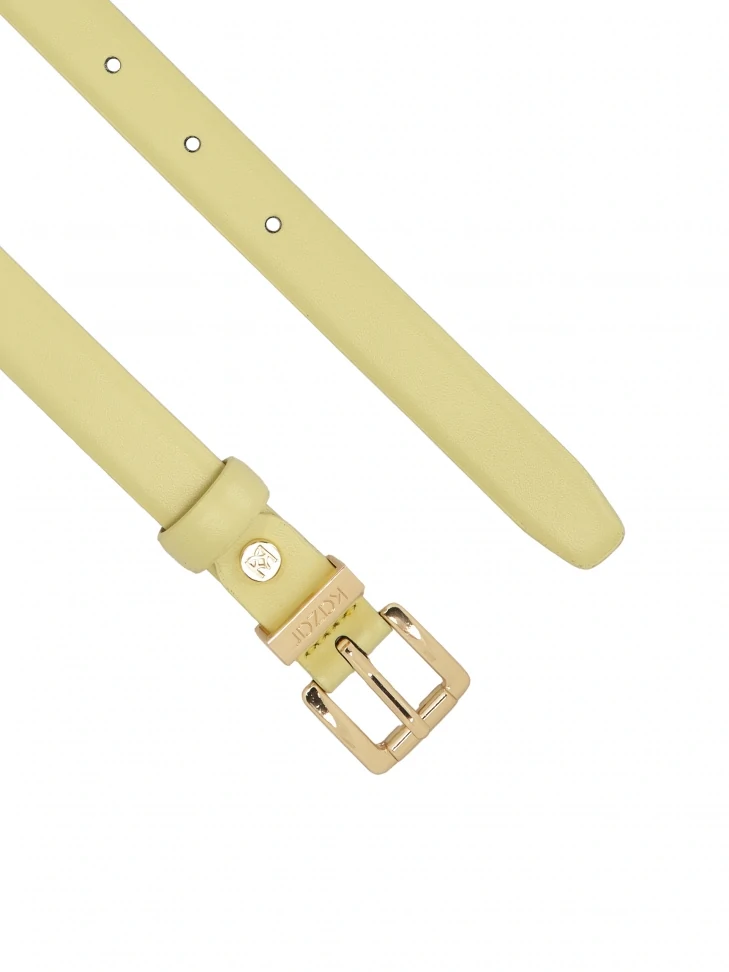 Kazar Light Yellow Narrow Leather Belt