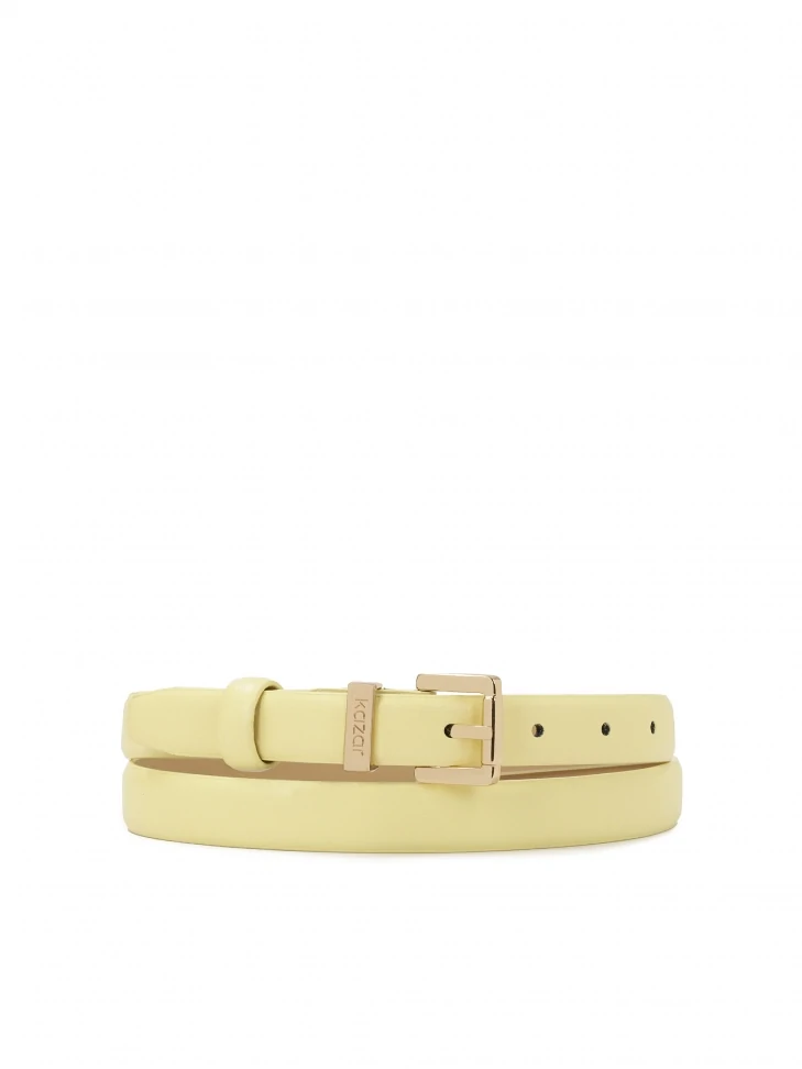 kazar Light yellow narrow leather belt