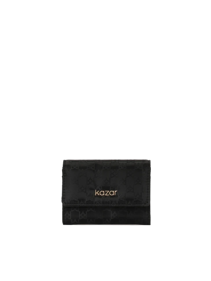 kazar Logo-textured black fabric wallet