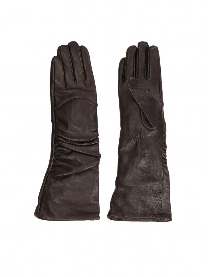 Kazar Long Dark Brown Gloves With A Crease
