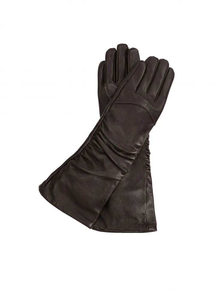 kazar Long dark brown gloves with a crease