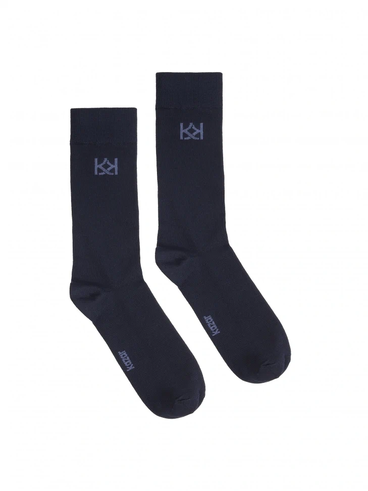 Kazar Long Navy Blue Socks With Bamboo Viscose