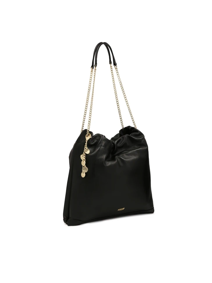 Kazar Loose Black Bag-shaped Handbag