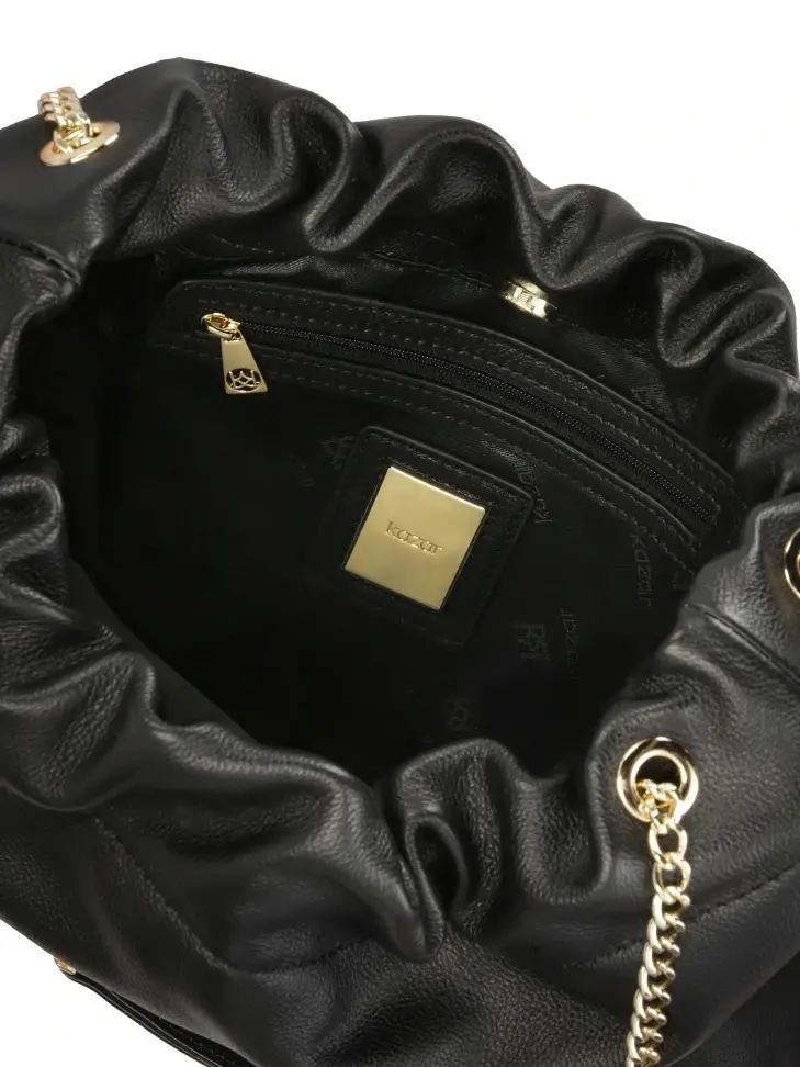 Kazar Loose Black Bag-shaped Handbag