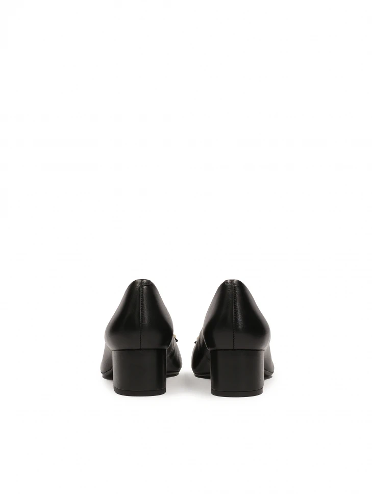Kazar Low Leather Pumps With Metal Embellishment