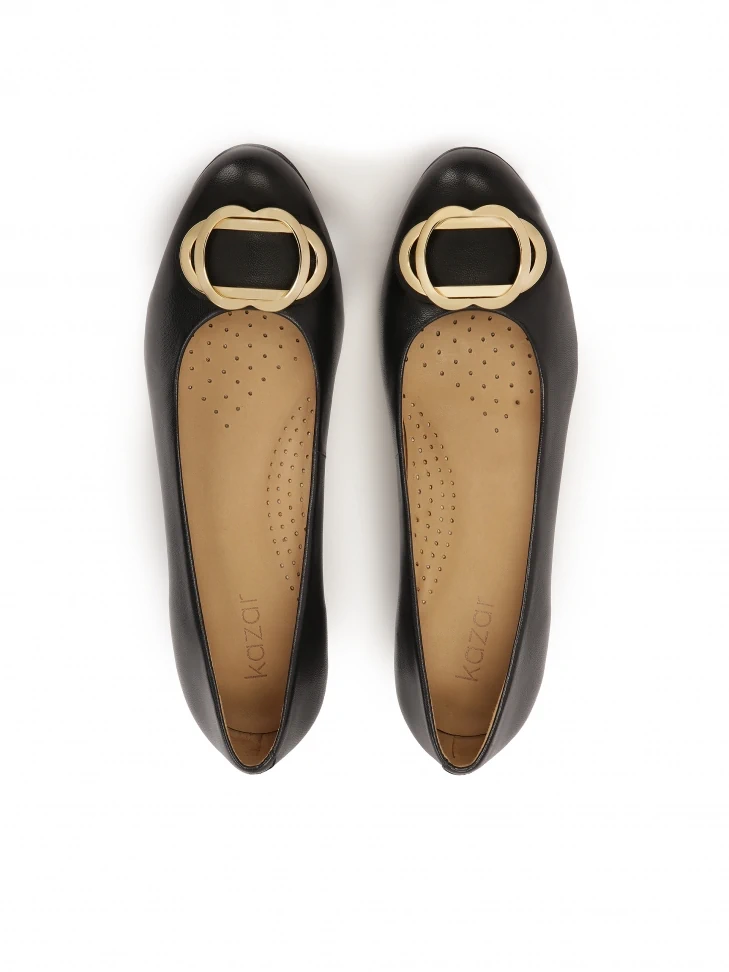 Kazar Low Leather Pumps With Metal Embellishment