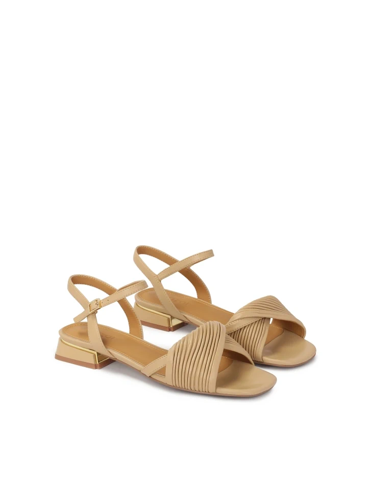 Kazar Low Leather Sandals In Beige Color