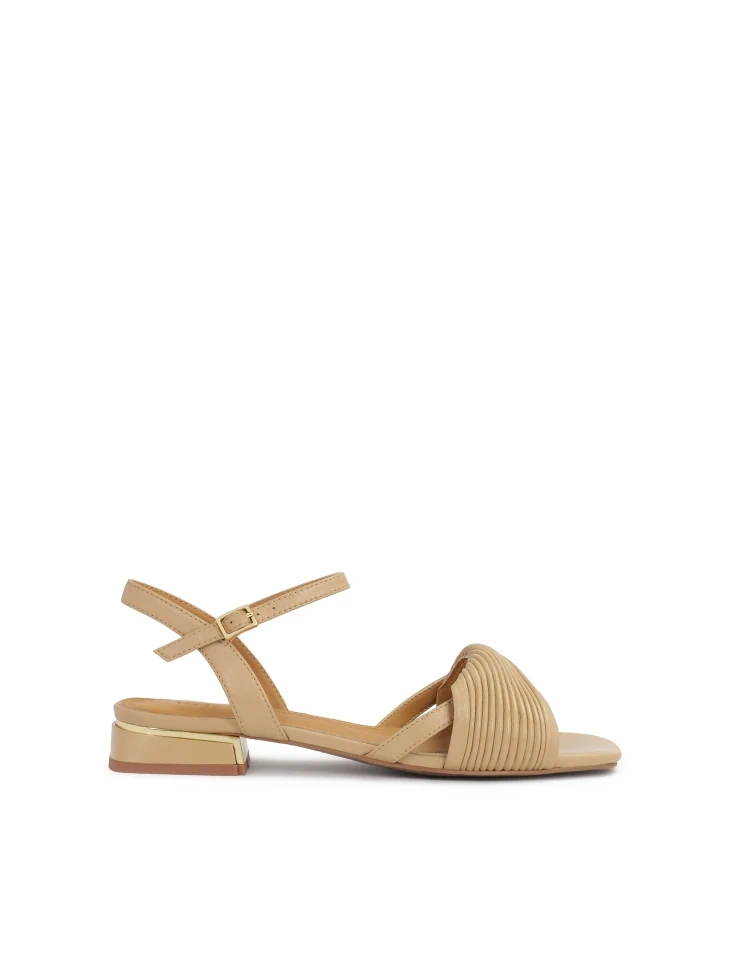 kazar Low leather sandals in beige color