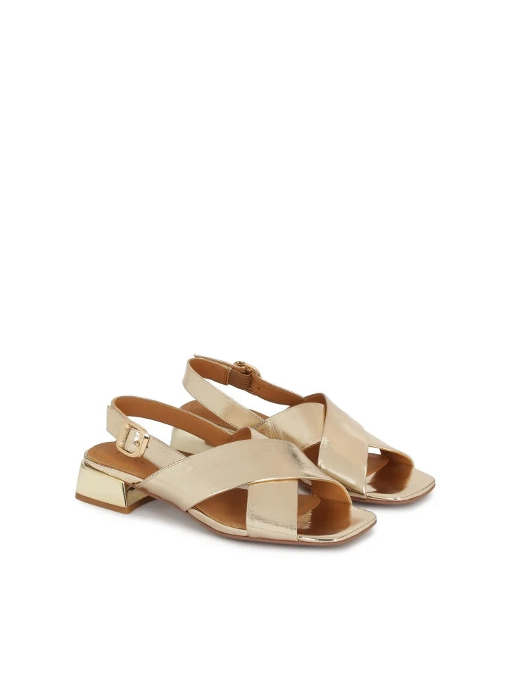Kazar Low Sandals In Metalized Gold Leather