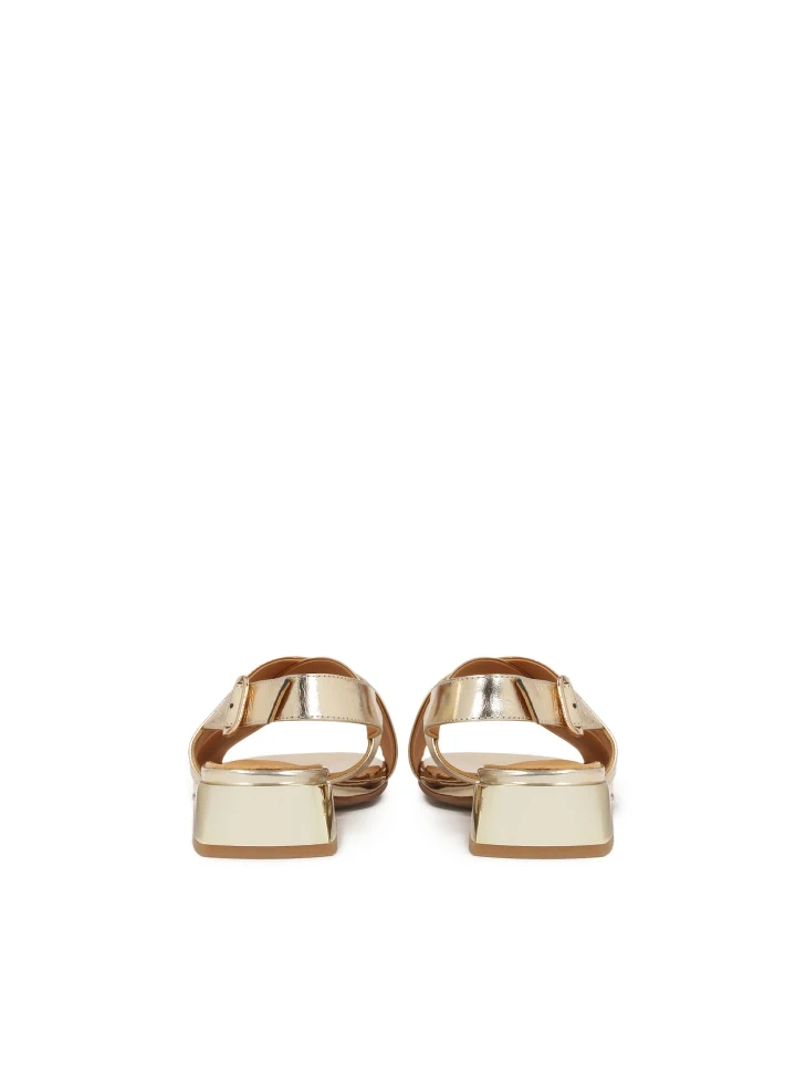 Kazar Low Sandals In Metalized Gold Leather