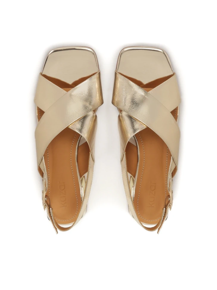 Kazar Low Sandals In Metalized Gold Leather