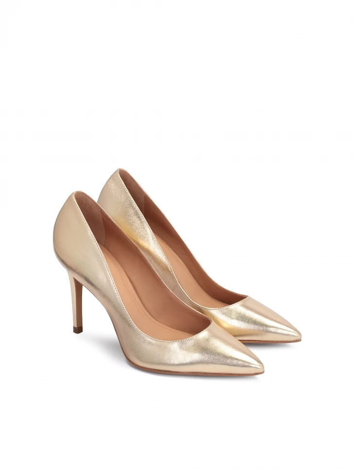 Kazar Luxurious Gold Leather Ladies' Pumps