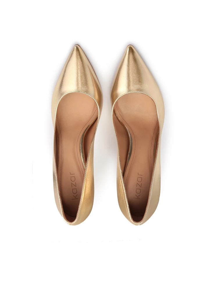 Kazar Luxurious Gold Leather Ladies' Pumps