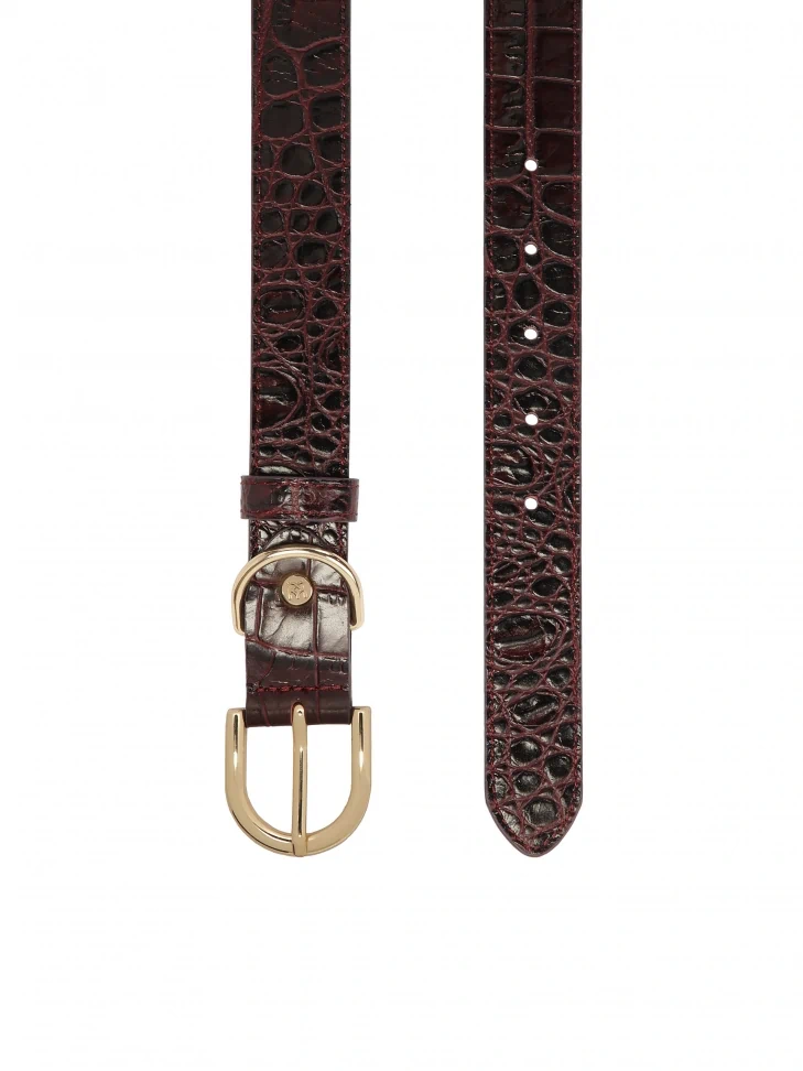 Kazar Maroon Belt With Embossed Pattern