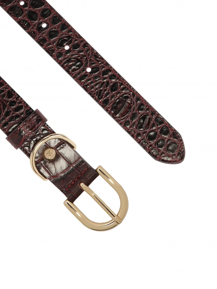 Kazar Maroon Belt With Embossed Pattern