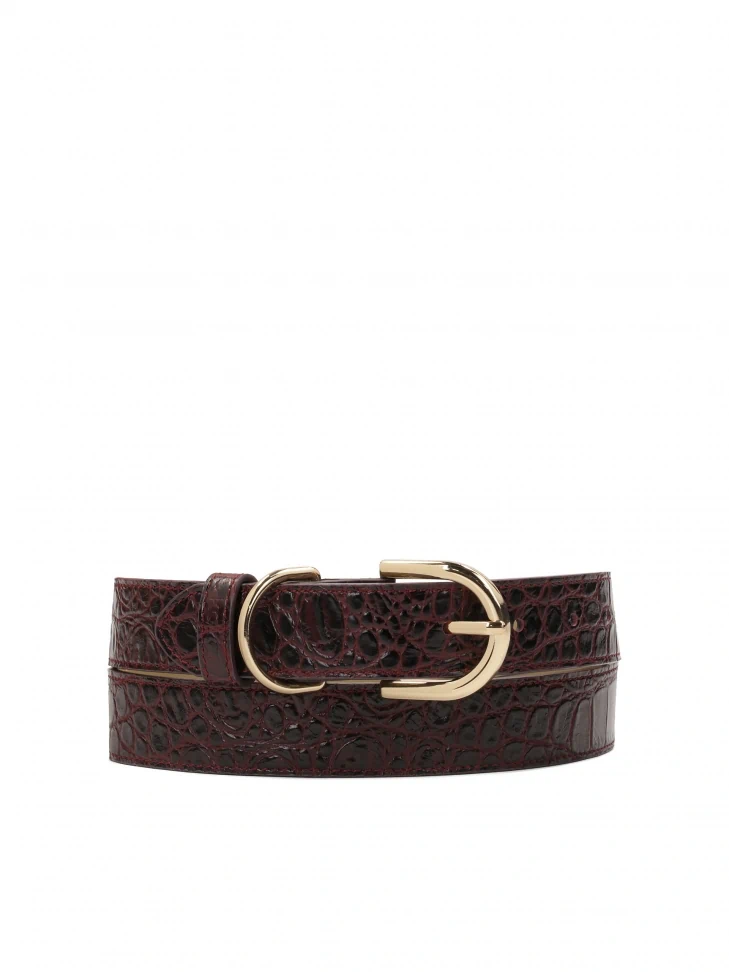 kazar Maroon belt with embossed pattern