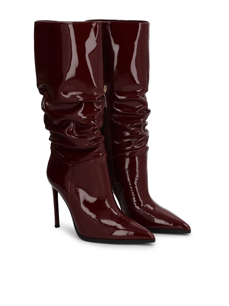 Kazar Maroon Boots On A Slender Stiletto Heel