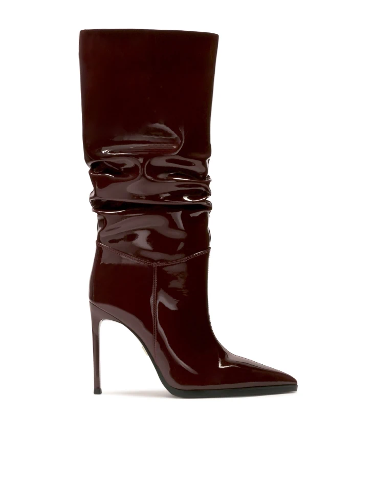 kazar Maroon boots on a slender stiletto heel