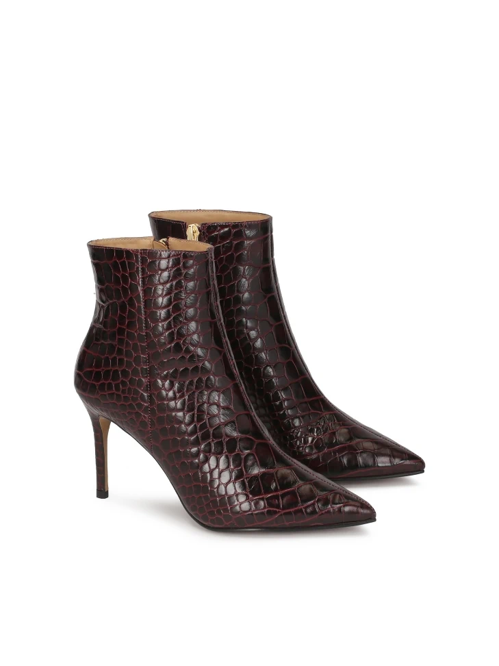 Kazar Maroon Boots With Embossed Croco Pattern