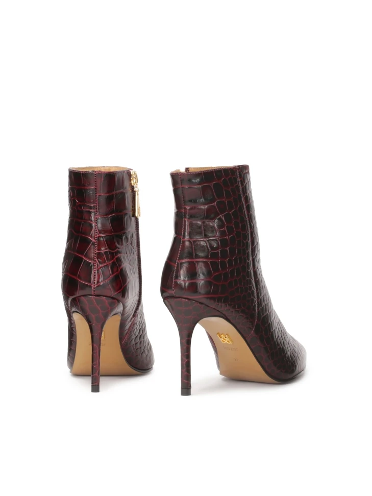 Kazar Maroon Boots With Embossed Croco Pattern