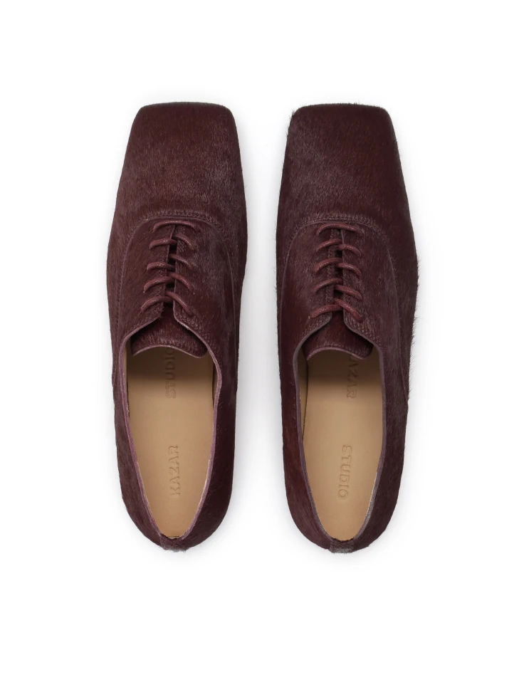 Kazar Maroon Bristles Leather Shoes