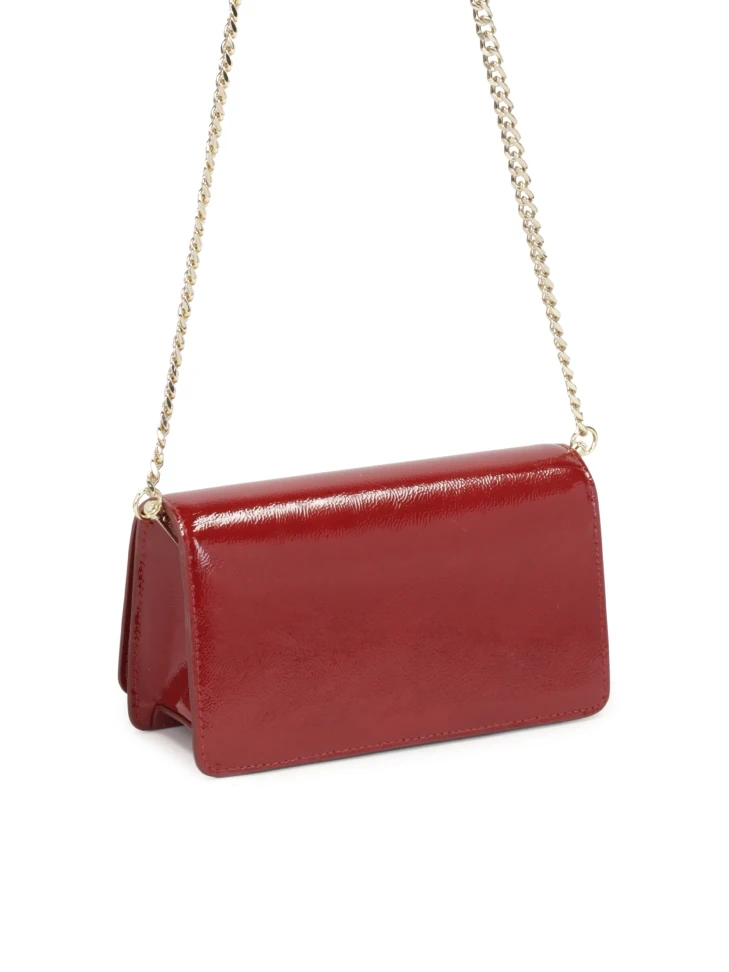 Kazar Maroon Crinkled Patent Leather Handbag