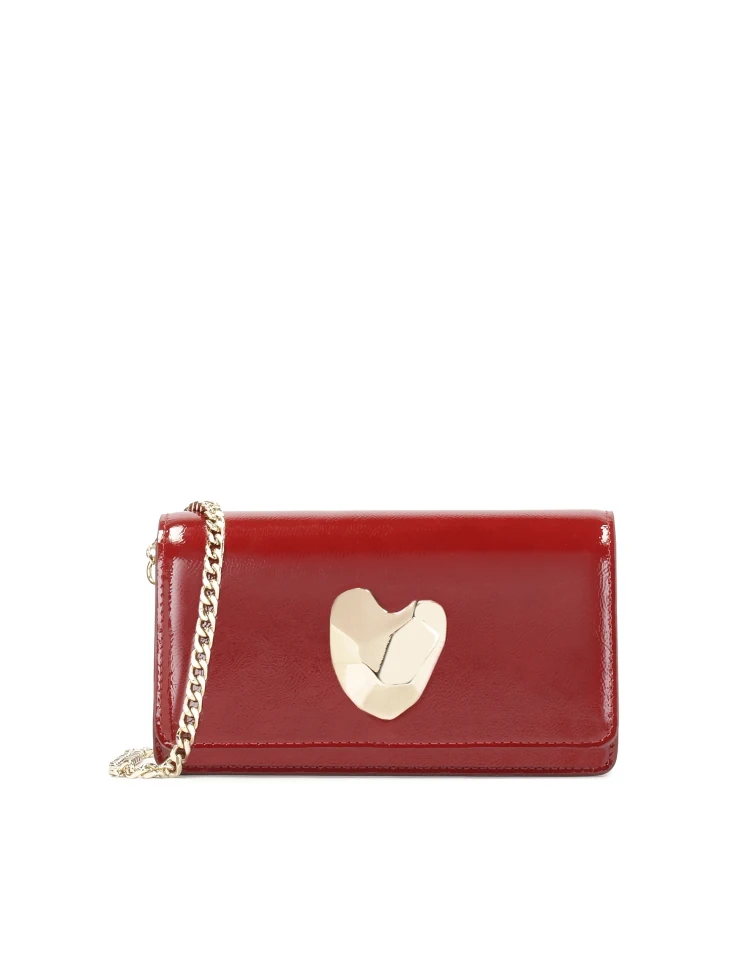 kazar Maroon crinkled patent leather handbag