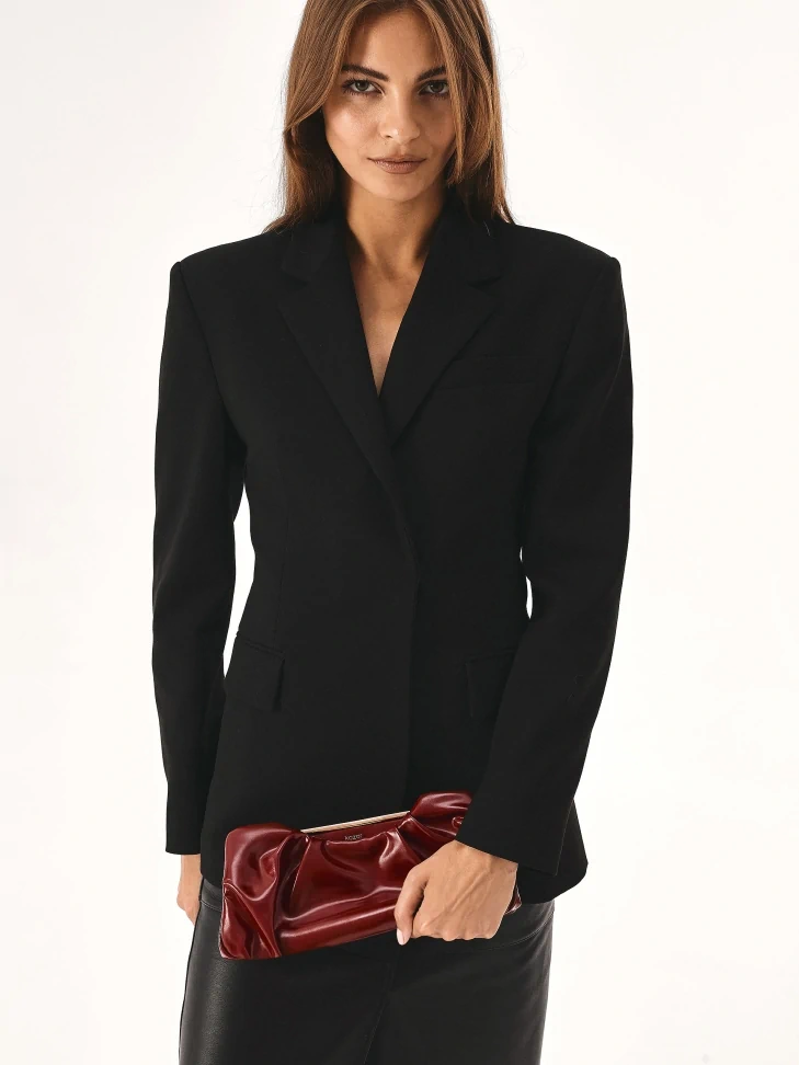 Kazar Maroon Elegant Handbag With A Crease