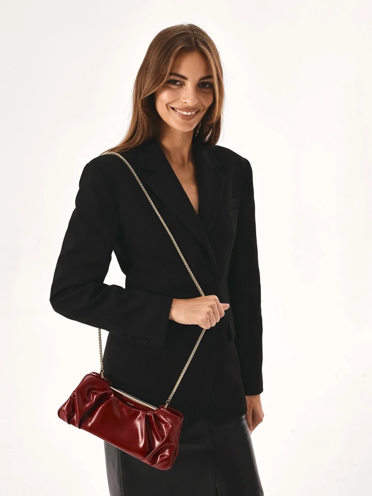 Kazar Maroon Elegant Handbag With A Crease