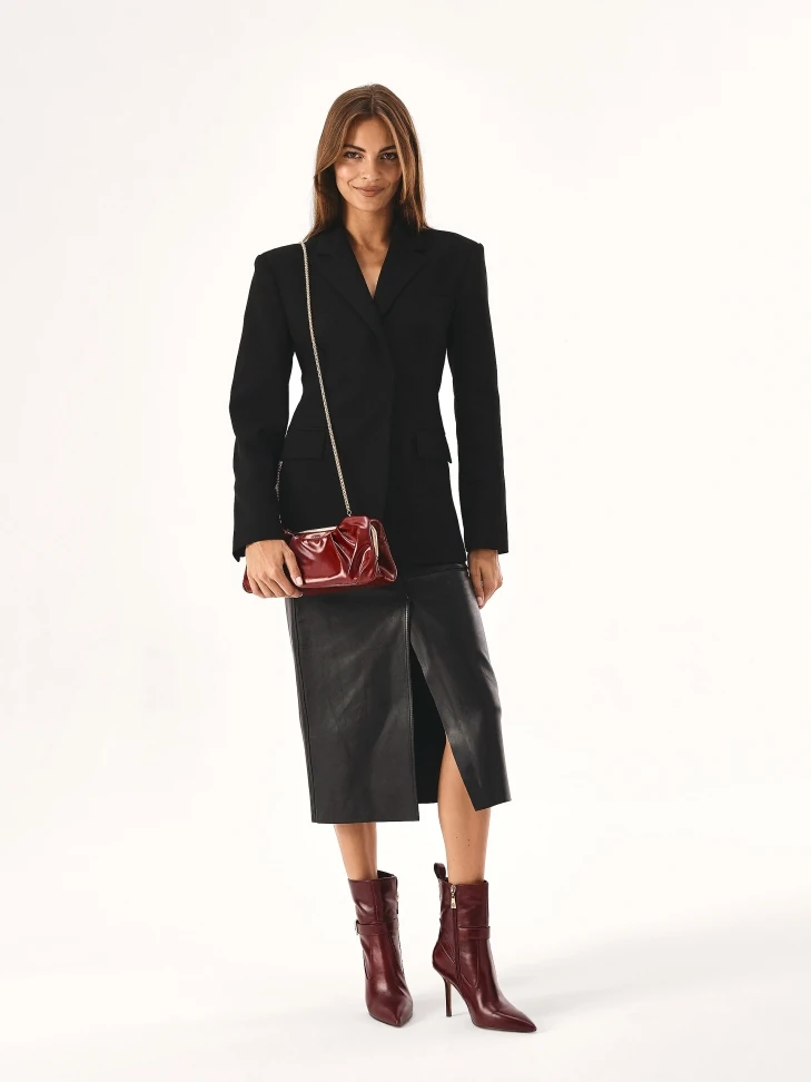 Kazar Maroon Elegant Handbag With A Crease