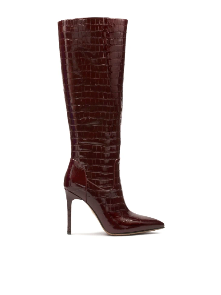 kazar Maroon embossed leather boots