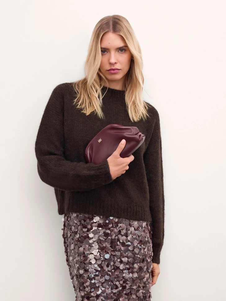 Kazar Maroon Evening Pouch Bag