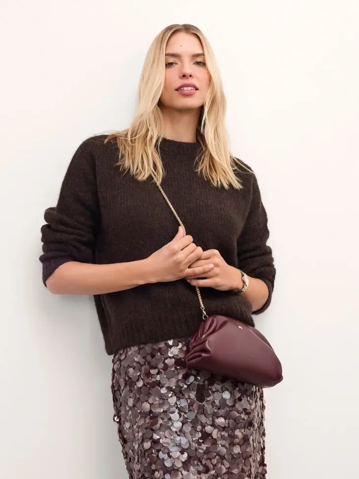 Kazar Maroon Evening Pouch Bag