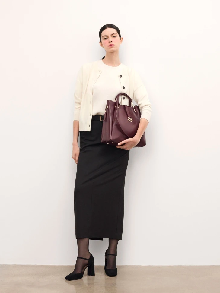 Kazar Maroon Handbag With Removable Insert