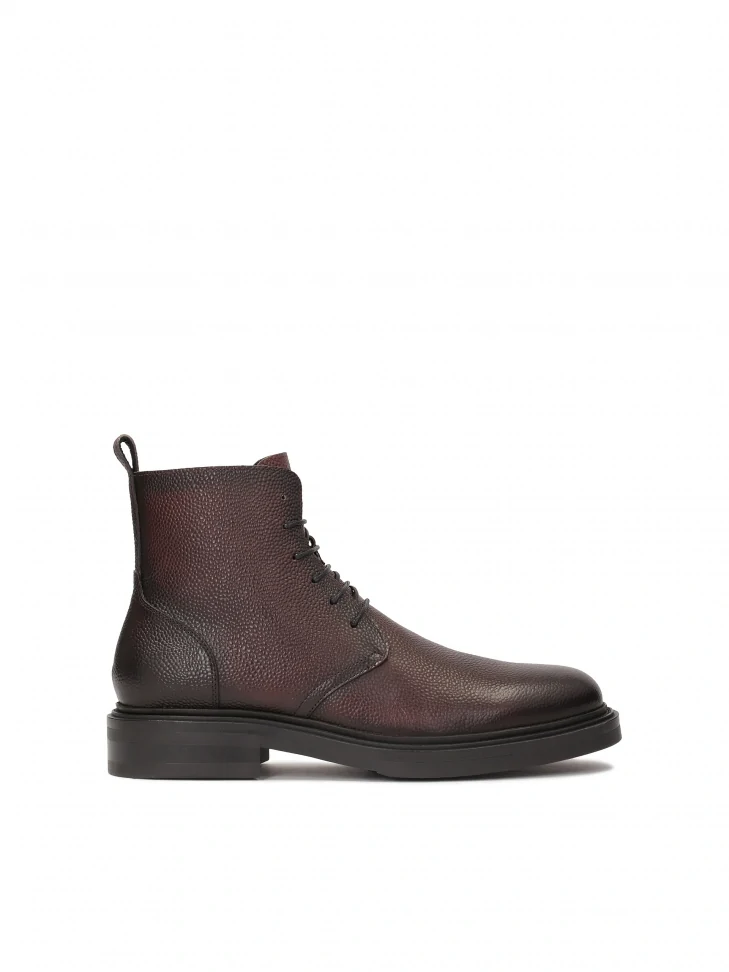 kazar Maroon lace-up pea leather boots