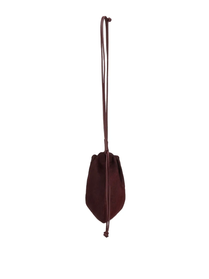 Kazar Maroon Leather Bag With Natural Bristles