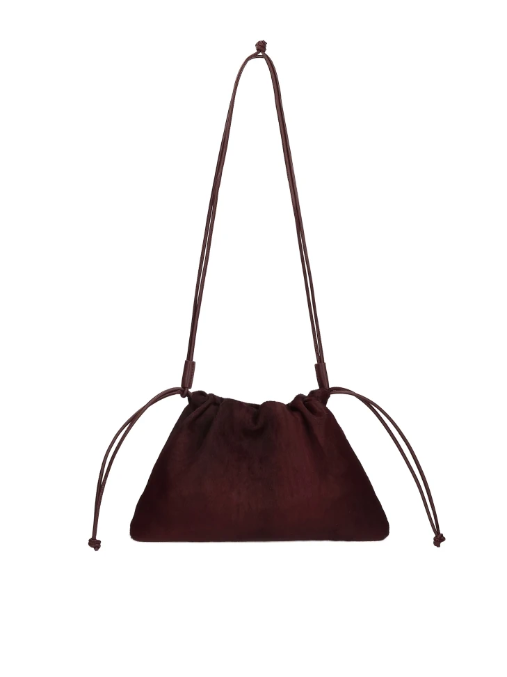 Kazar Maroon Leather Bag With Natural Bristles