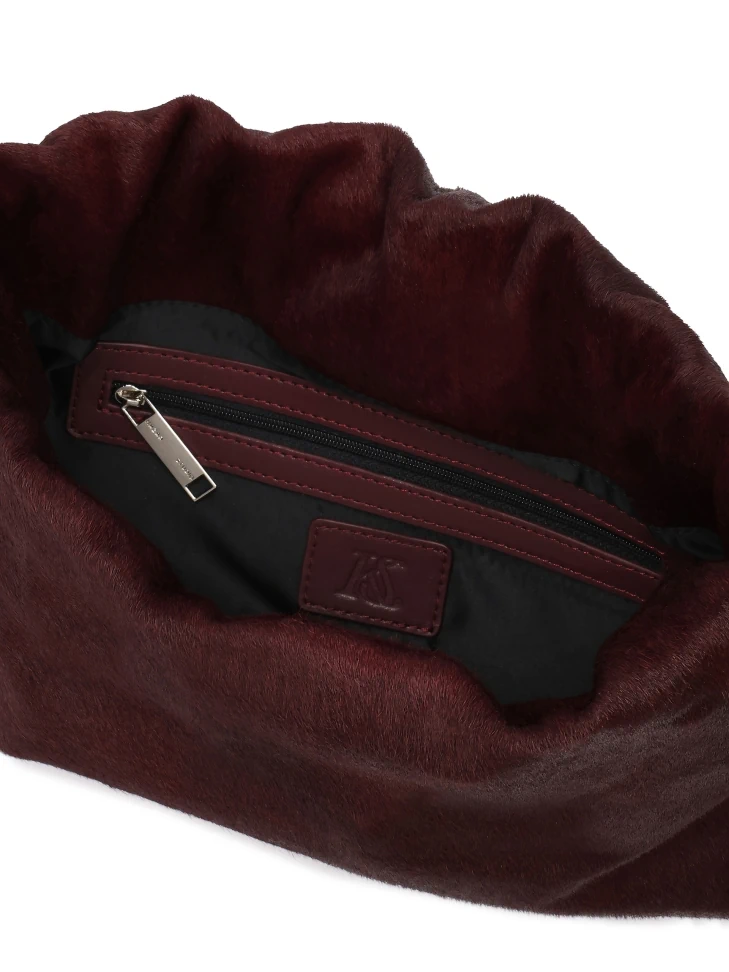 Kazar Maroon Leather Bag With Natural Bristles