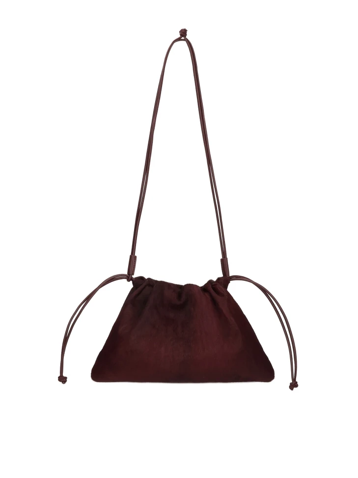 kazar Maroon leather bag with natural bristles