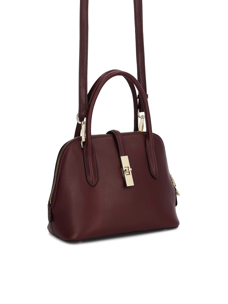 Kazar Maroon Leather Handbag With Handles
