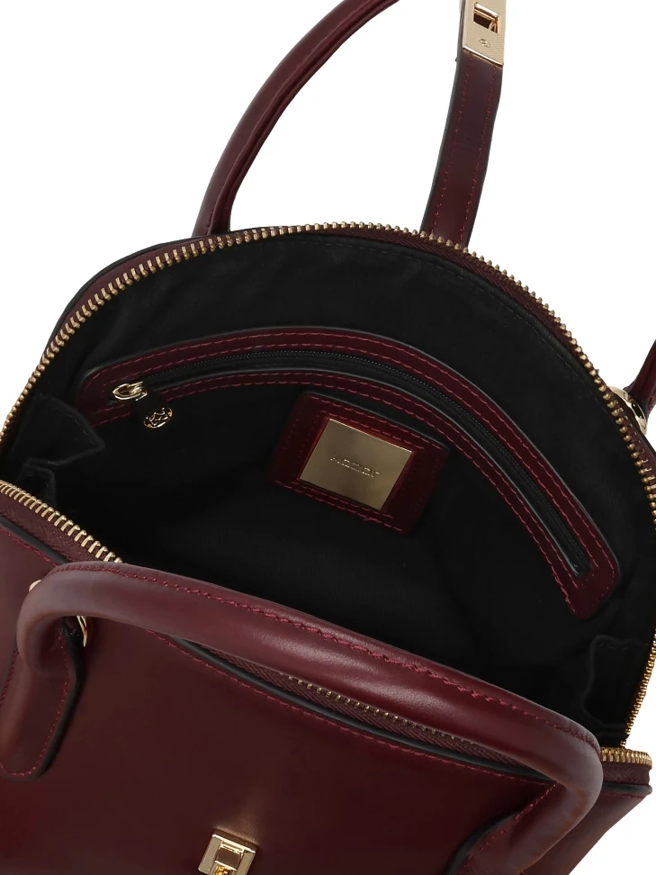 Kazar Maroon Leather Handbag With Handles