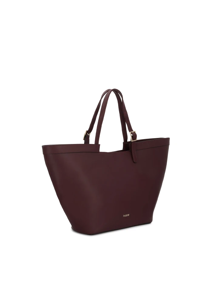 Kazar Maroon Leather Handbag With Logo