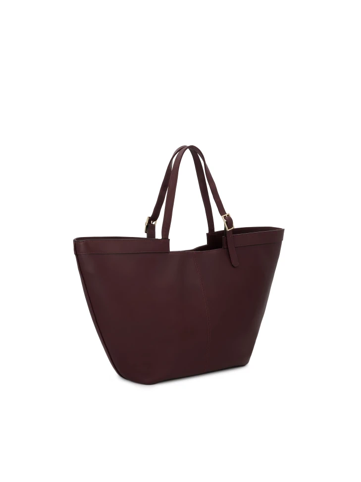 Kazar Maroon Leather Handbag With Logo