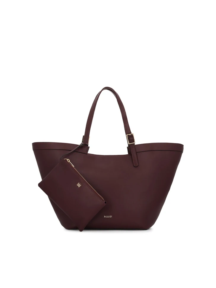 kazar Maroon leather handbag with logo
